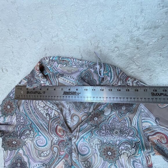 Joan Vass Studio Womens Size Large Paisley Print Roll-Tab Sleeve Tunic Shirt Top - Picture 6 of 9